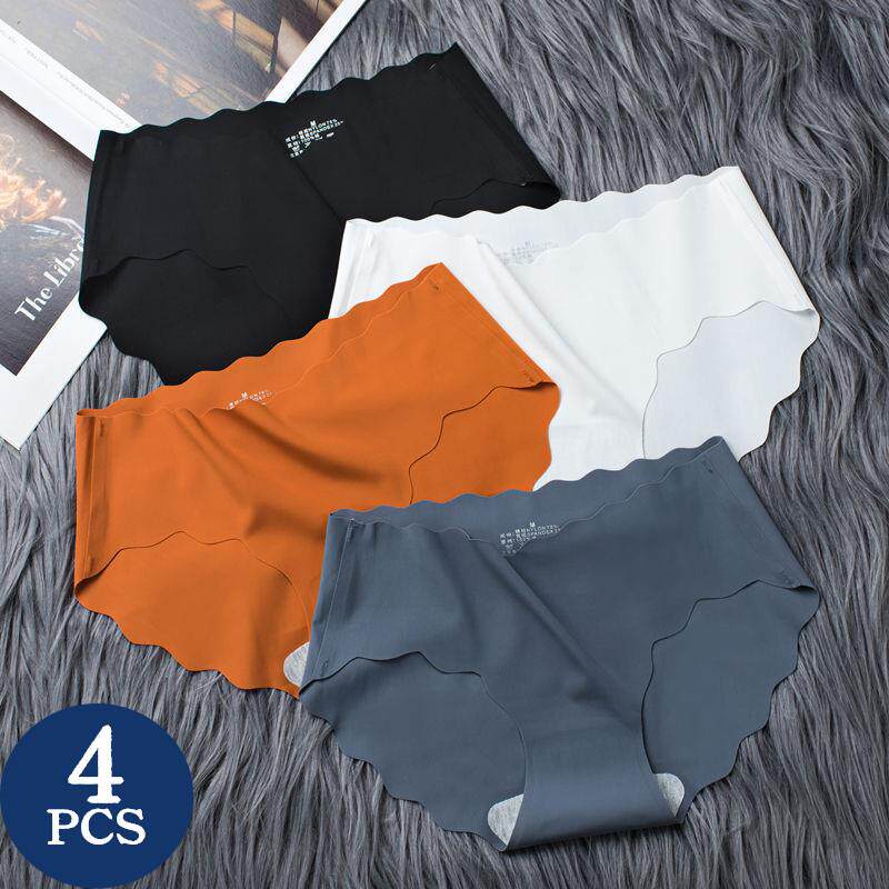 4Pcs/Set Seamless Underwear Silk Womens Panties 3XL Tangas