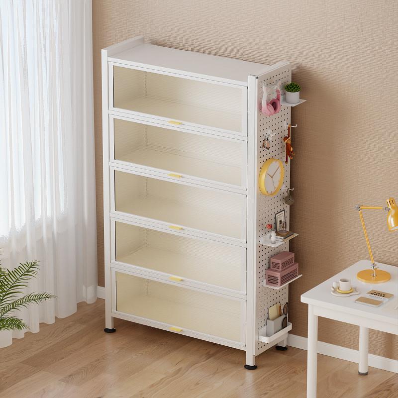Steel bookcase with perforated panel storage cabinet - 实物图