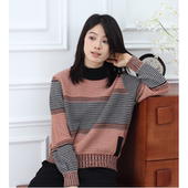 24早春复古美拉德条纹高领套头针织打底衫 无色无味 陌上清秋 女