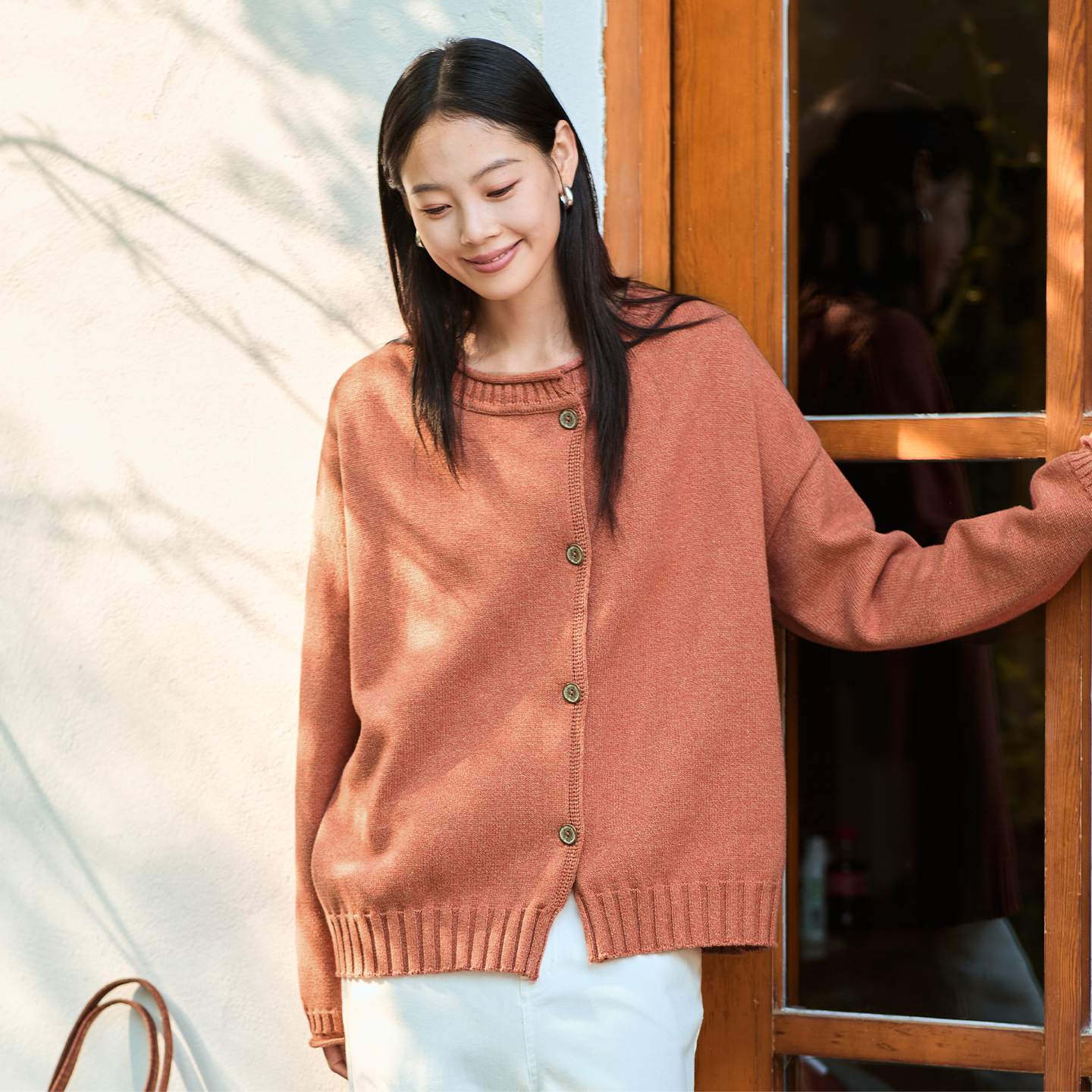 无色无味纯棉文艺风针织开衫外套