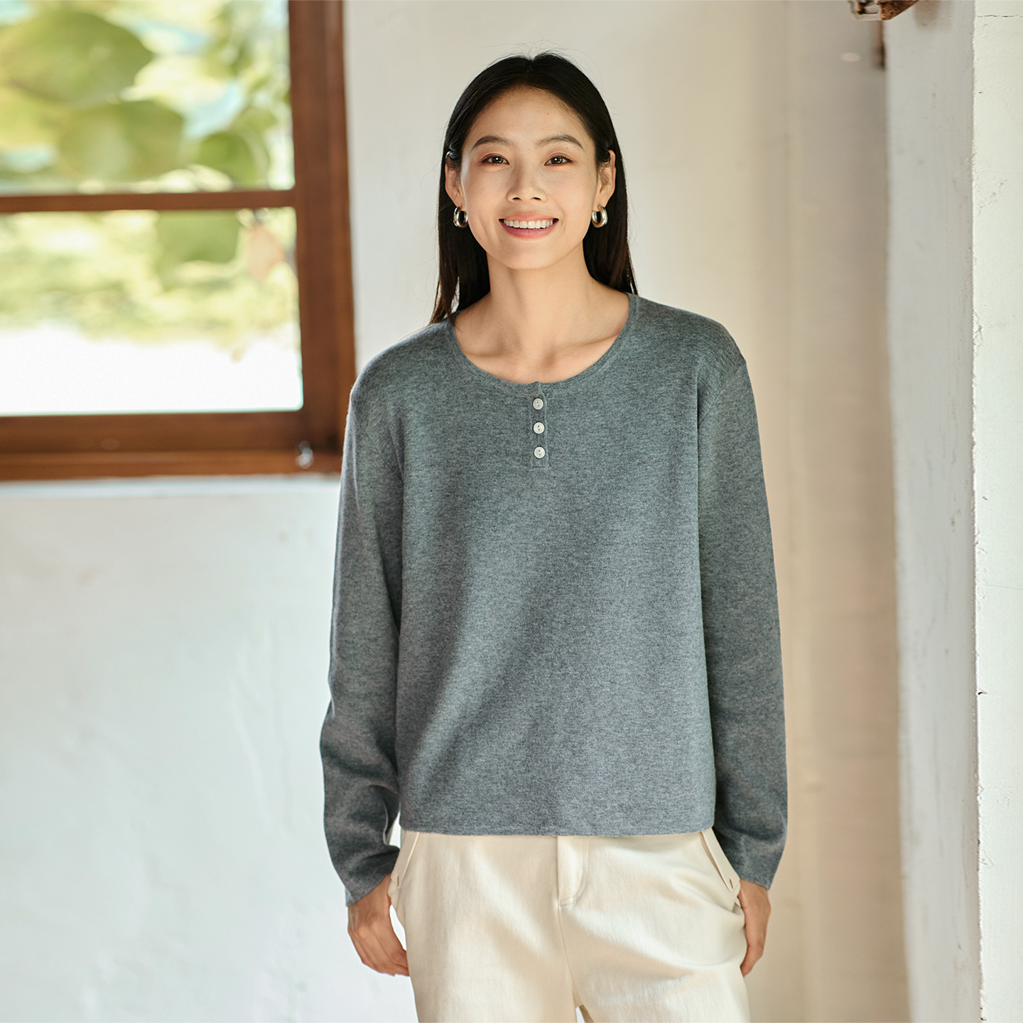 无色无味绵羊毛纯色休闲毛衣内搭