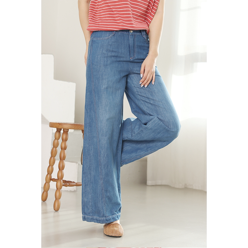 无色无味【都市故屿】2025秋季简约通勤小众舒适亚麻棉品质牛仔裤