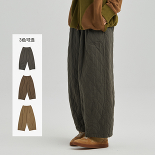 子 冬纯棉布松紧腰复古休闲宽松直筒裤 无色无味老人棉裤 女2025新款