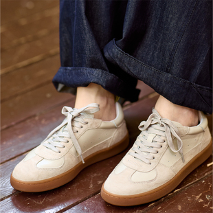 休闲小白鞋 时尚 复古牛皮板鞋 圆头女款 无色无味德训鞋 运动鞋 女新款