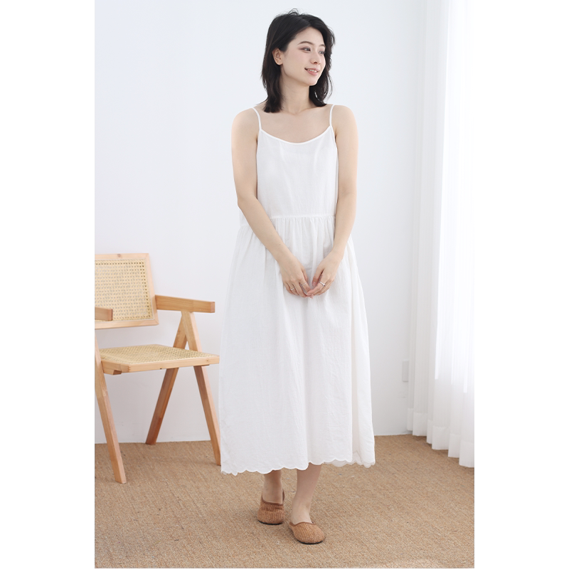无色无味夏季新款棉麻吊带裙文艺小清新长裙可调节无袖棉质连衣裙