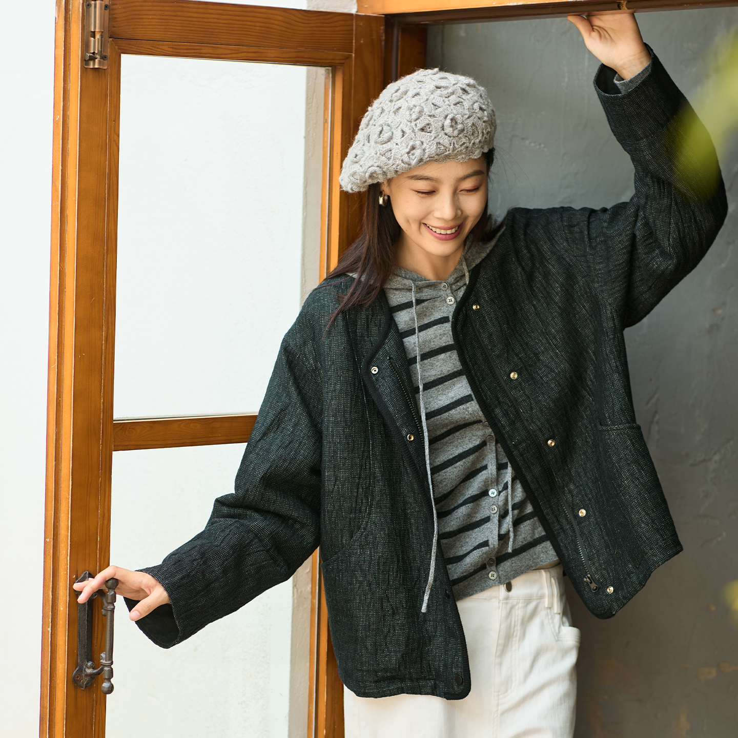 无色无味复古休闲风亚麻棉短外套