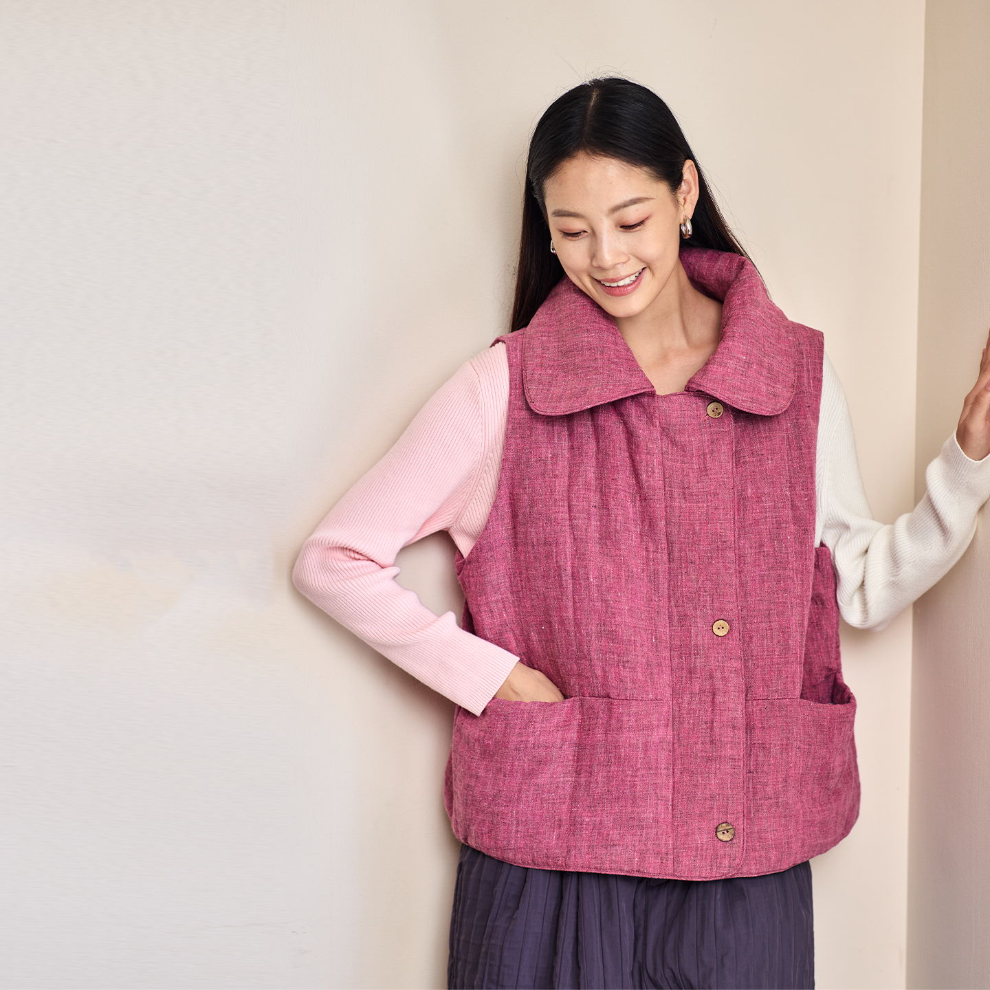 无色无味亚麻减龄马甲女外穿坎肩