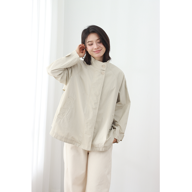 春季新款宽松显瘦休闲中长款宽松质感斗篷式风衣女
