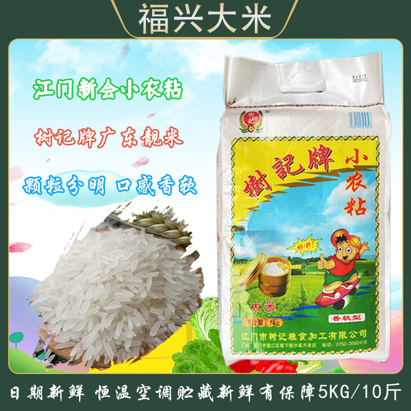 江门特产新会小农粘米5kg 树记牌小农粘10斤丝苗香软新米 籼米