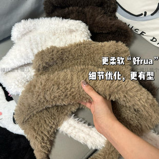 盖个帽儿可爱毛绒绒小熊耳朵帽子女秋冬保暖护耳帽学生网红加绒女