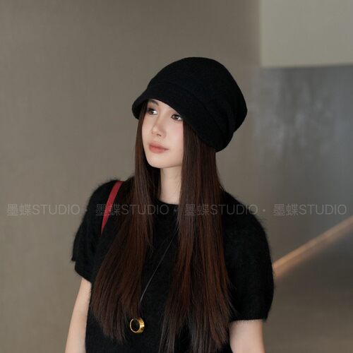 墨蝶Studio秋冬新款立体帽檐堆堆帽简约百搭休闲保暖针织帽女保暖