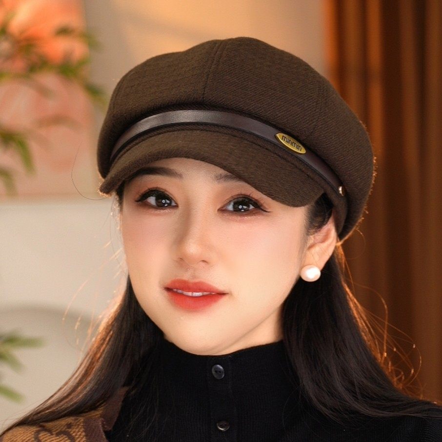 朵兰家帽饰英伦复古八角贝雷帽女秋冬鸭舌帽子冬天保暖画家报童帽图片
