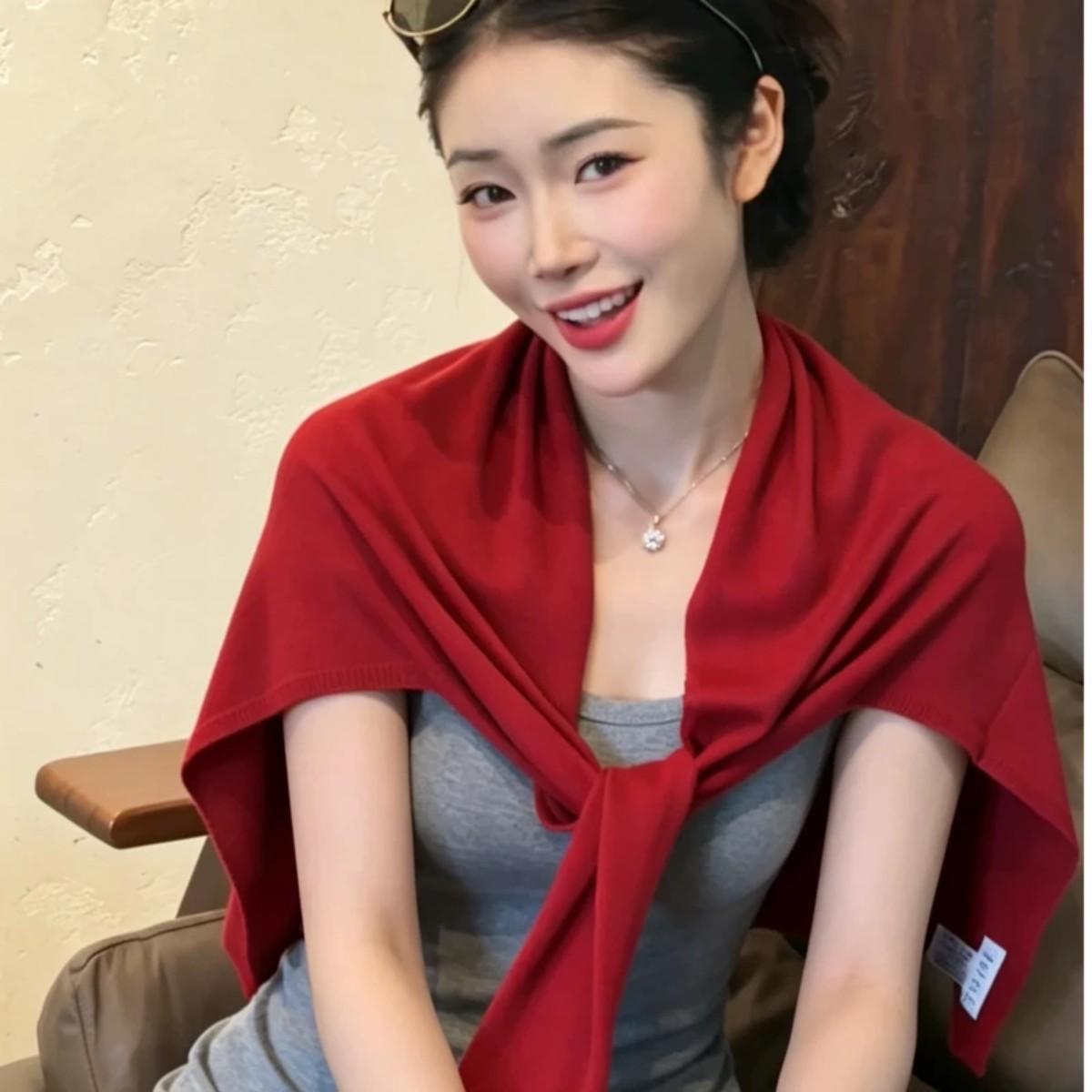 知心羊绒【加大T型落肩式披肩】含羊毛高级感穿搭垂感显瘦围巾女