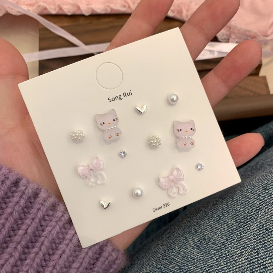 可爱猫咪几何时尚耳钉套
