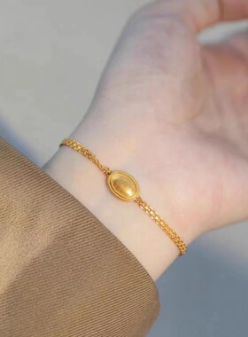 鎏金岁月圆牌手链女复古