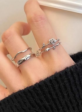 【很多星星】双层玫瑰戒指甜酷风