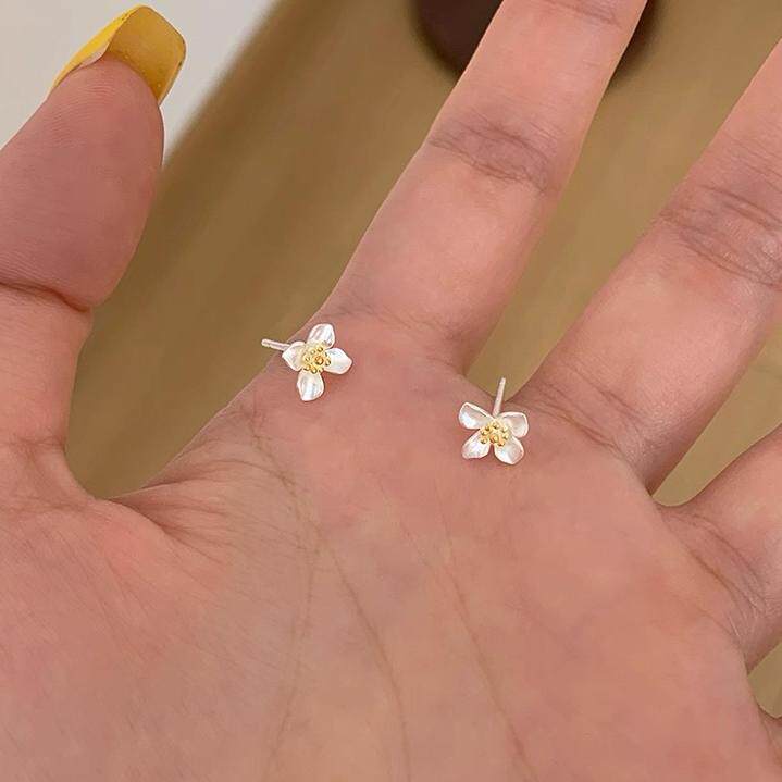 栀子花耳钉女潮轻奢高级