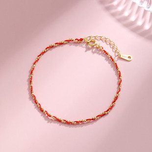 2023新款兔年本命年编织手绳小红绳手链女纯银情人节礼物送女友