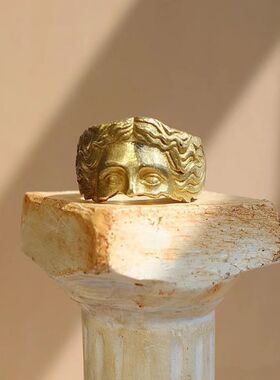 维纳斯半人脸戒指男尾戒复古法式雕塑浮夸冷淡风欧美中古回流指环