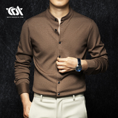 衬衫 商务休闲羊毛衫 春装 男士 上衣 针织衫 立领长袖 新款 春季 2026男装