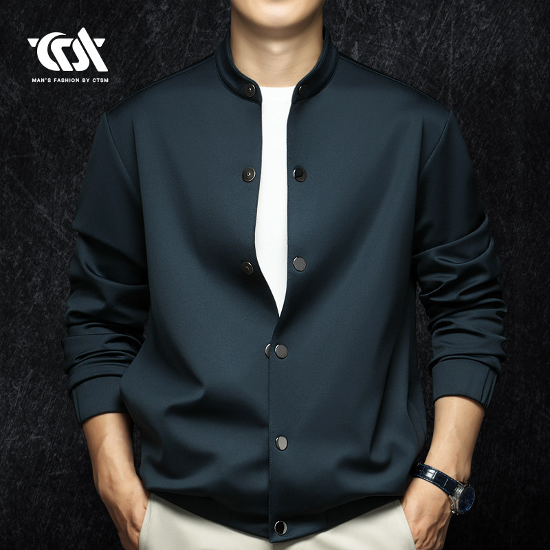 春秋季男士商务休闲立领夹克简约百搭外套2024秋装上衣服男装新款,男装,夹克,淘宝优惠券,粉丝福利购,淘宝优惠卷