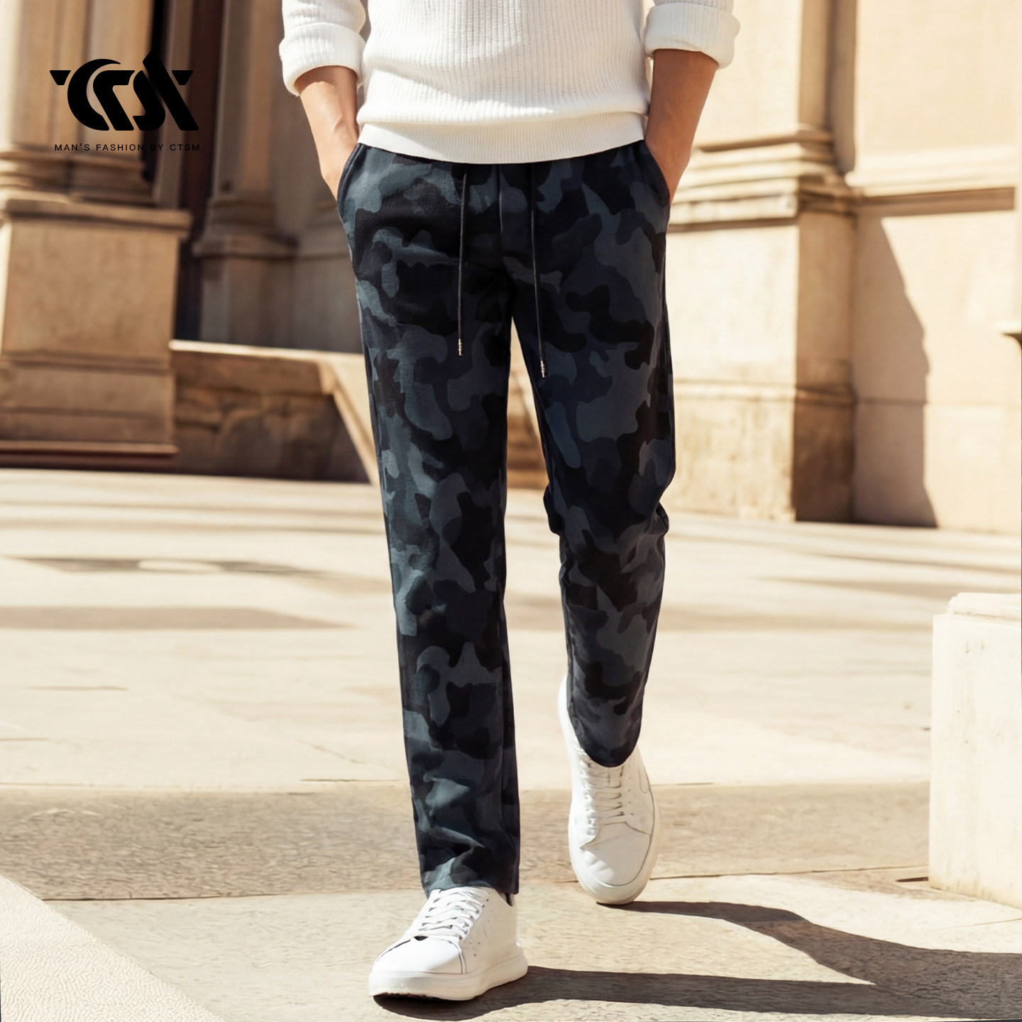 CTSM秋冬季男士迷彩风休闲裤宽松直筒裤多口袋抽绳长裤2026男装潮,男装,休闲裤,淘宝优惠券,粉丝福利购,淘宝优惠卷