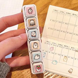 可爱自嘲熊可拆卸六联印章高颜值卡通手账diy素材迷你光敏图章