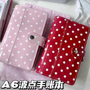 A6红色波点复古活页手账本高颜值ins学生便携旅行计划日记记事本
