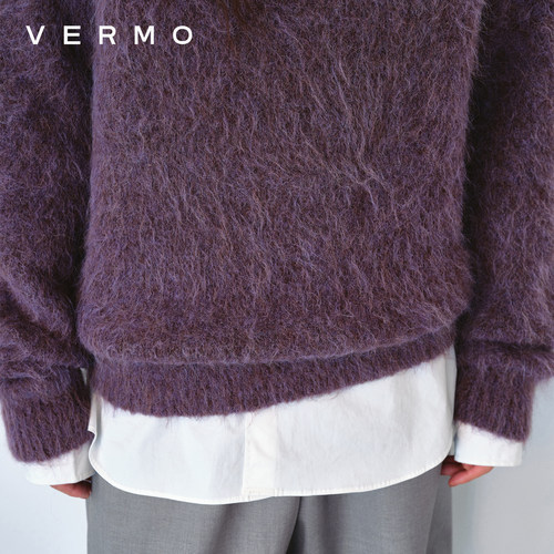 VERMO阿尔巴卡长毛羊驼圆领毛衣