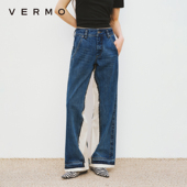 复古直筒中腰宽松牛仔裤 拼接原胚棉 解构廓形 VERMO