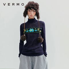 VERMO 针脚叙事 别致复古绣花重工手绣羊驼毛打底套头毛衣