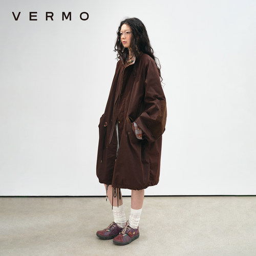 VERMO复古油蜡派克中长款风衣