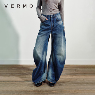 复古做旧水洗宽松牛仔裤 VERMO 旋转扭裁茧形廓形 平裁 经典