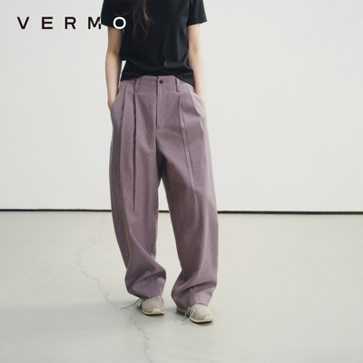 VERMO高捻亚麻棉休闲西裤