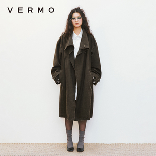 复古水洗做旧宽松中长款 多种穿法立体烟囱领 风衣 怀旧肌理 VERMO