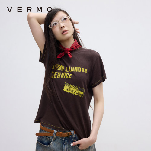 VERMO亚麻棉柔软复古印花T恤
