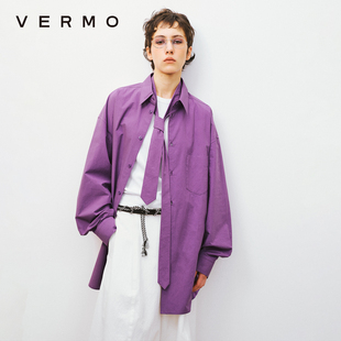美丽色彩 衬衫 水洗纸感肌理棉 宽松长袖 解构设计匹马棉经典 VERMO