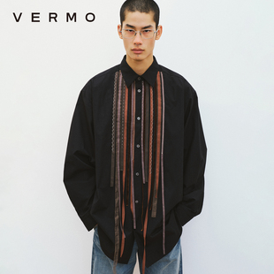 宽松休闲衬衫 立体重工手缝多材质拼贴流苏 聚焦流淌 VERMO