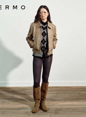 VERMO 重塑经典比例 复古修身短款皮夹克外套