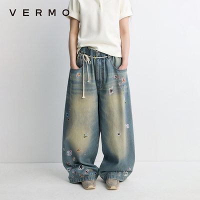 VERMO贴纸印袋型牛仔裤