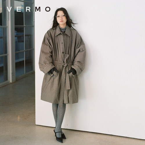 VERMO 解构经典 内绗白鸭绒 轻盈保暖中长款风衣羽绒服外套