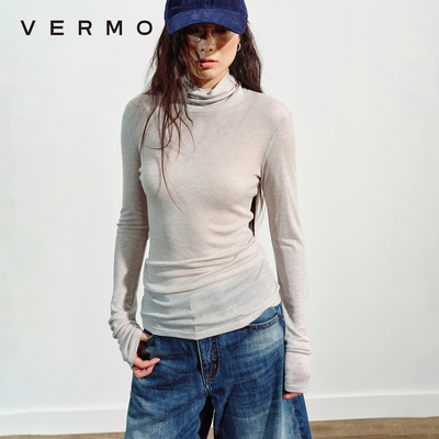 VERMO天丝羊毛堆堆领打底衫