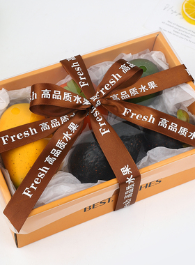 高品质水果丝带红色礼品盒打包装饰绸缎带扎带罗纹彩带水果店绑带