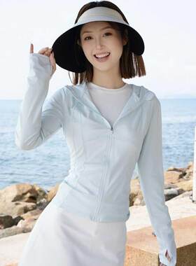 南雀2026新款冰感防晒衣女户外防紫外线原纱型修身瑜伽运动防晒服