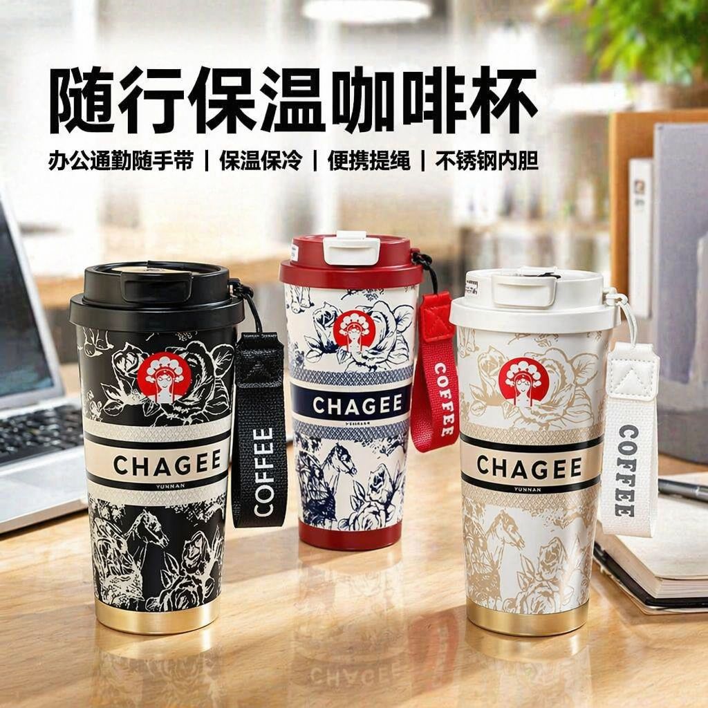 霸王同款茶姬保温杯高颜值女生情侣水杯保暖杯不锈钢内胆咖啡杯礼