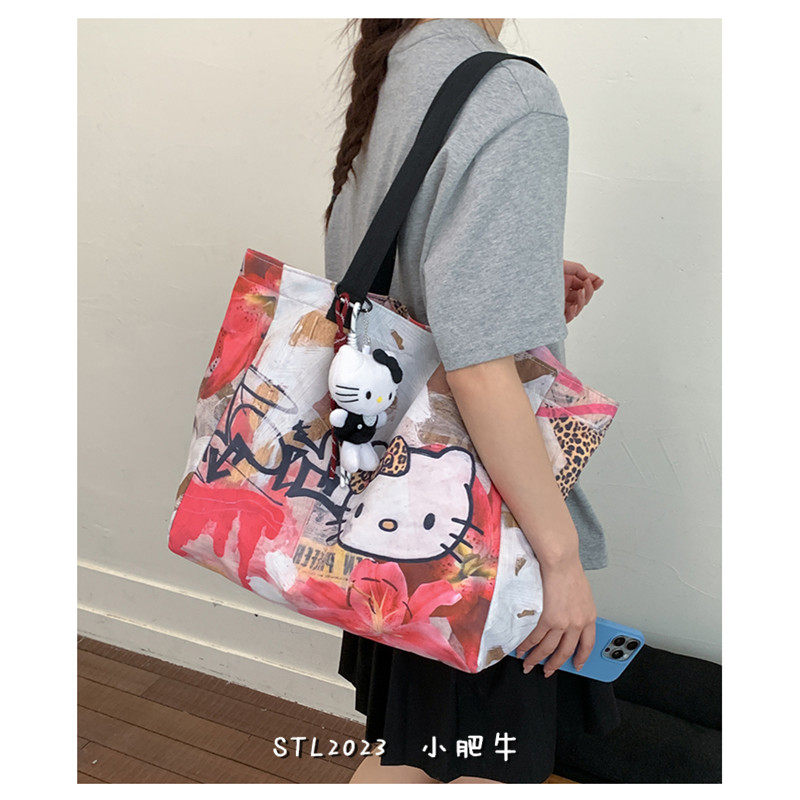 网红韩版卡通托特包包女2026春季新款大容量学生通勤百搭手提包