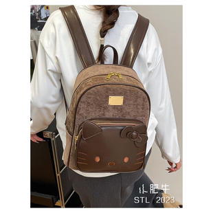 超火可爱卡通哈喽KT猫双肩包包女学生百搭休闲书包小众大容量背包