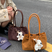 复古麂皮绒腋下包包女2025新款 潮时尚 休闲通勤托特包大容量单肩包