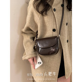 韩国复古马鞍包包女包单肩斜挎包2025新款 冬季 百搭小包高级手机包