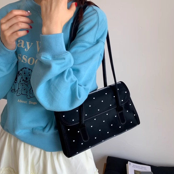 百搭单肩包时尚黑色手提包